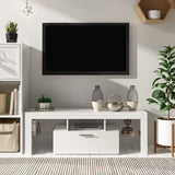 White Glossy Corner TV Stand for 55 inch TV, Modern 20 Modes LED Lights Entertainment