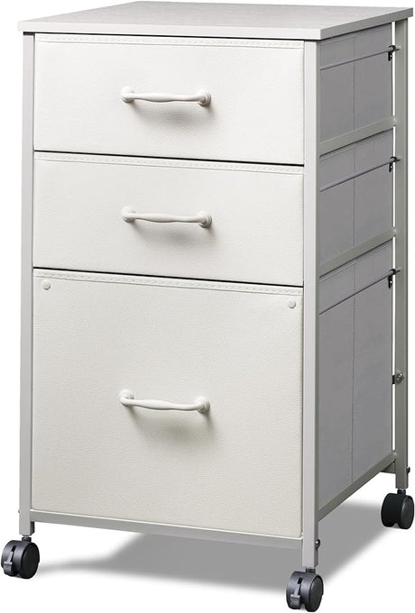 Mobile File Cabinet, Rolling Printer Stand with 3 Drawers, Fabric Vertical Filing Cabinet