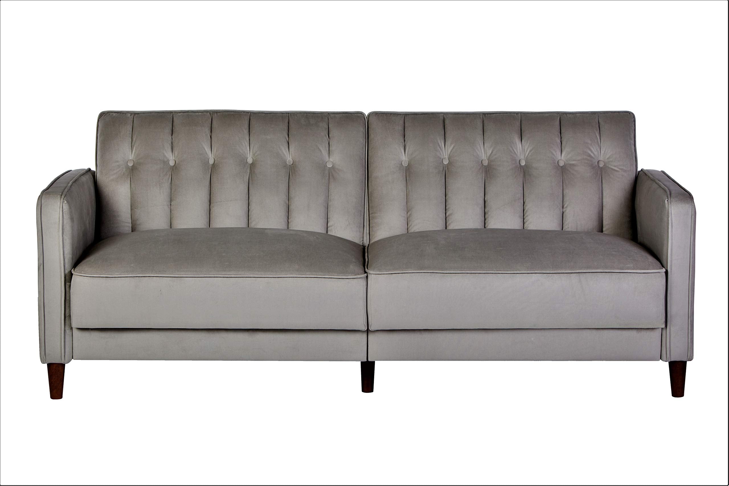Anastasia Mid Century Modern Velvet Tufted Convertible Sleeper Sofa, 81", Grey