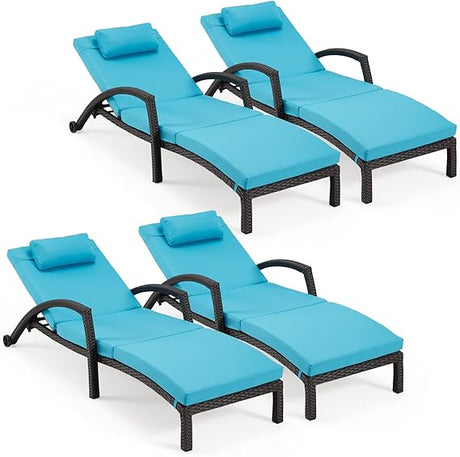 Chaise Lounge Chairs Set of 2 for Outside, Adjustable 5 Position Outdoor