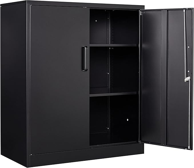 Metal Garage Storage Cabinet with 2 Doors and 2 Adjustable Shelves