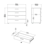 Steel Brackets at Bottom 4 Drawer