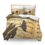 Printed Comforter Cover Set Twin Sheet Music in a Shade Flute Piano Pattern Bedspread Room