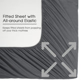 Extra Deep Pocket Queen Sheet Sets Fits 18"-24" in Deep Mattress -100% Cotton Queen Sheet Set,