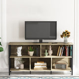 Horizontal Bookshelf,Industrial Modern 5 Cube Low Wide Cubby Bookcase