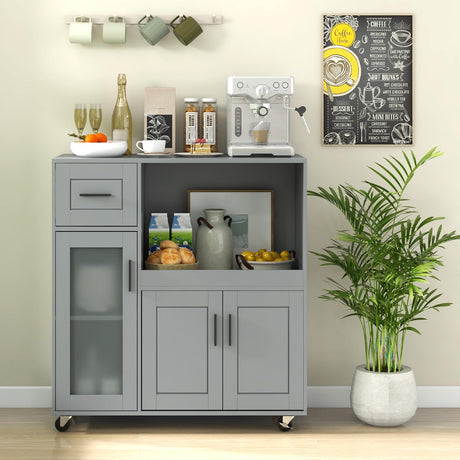 Rolling Kitchen Island Cart on Wheels, Mobile Kitchen Cart with Drawer