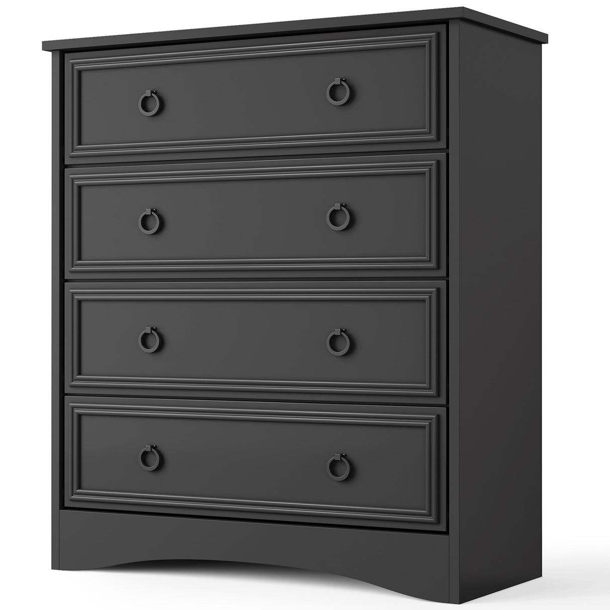 Tall Black Dresser for Bedroom, 4 Drawer Wood Dresser for Closet, Modern Chest of Drawers