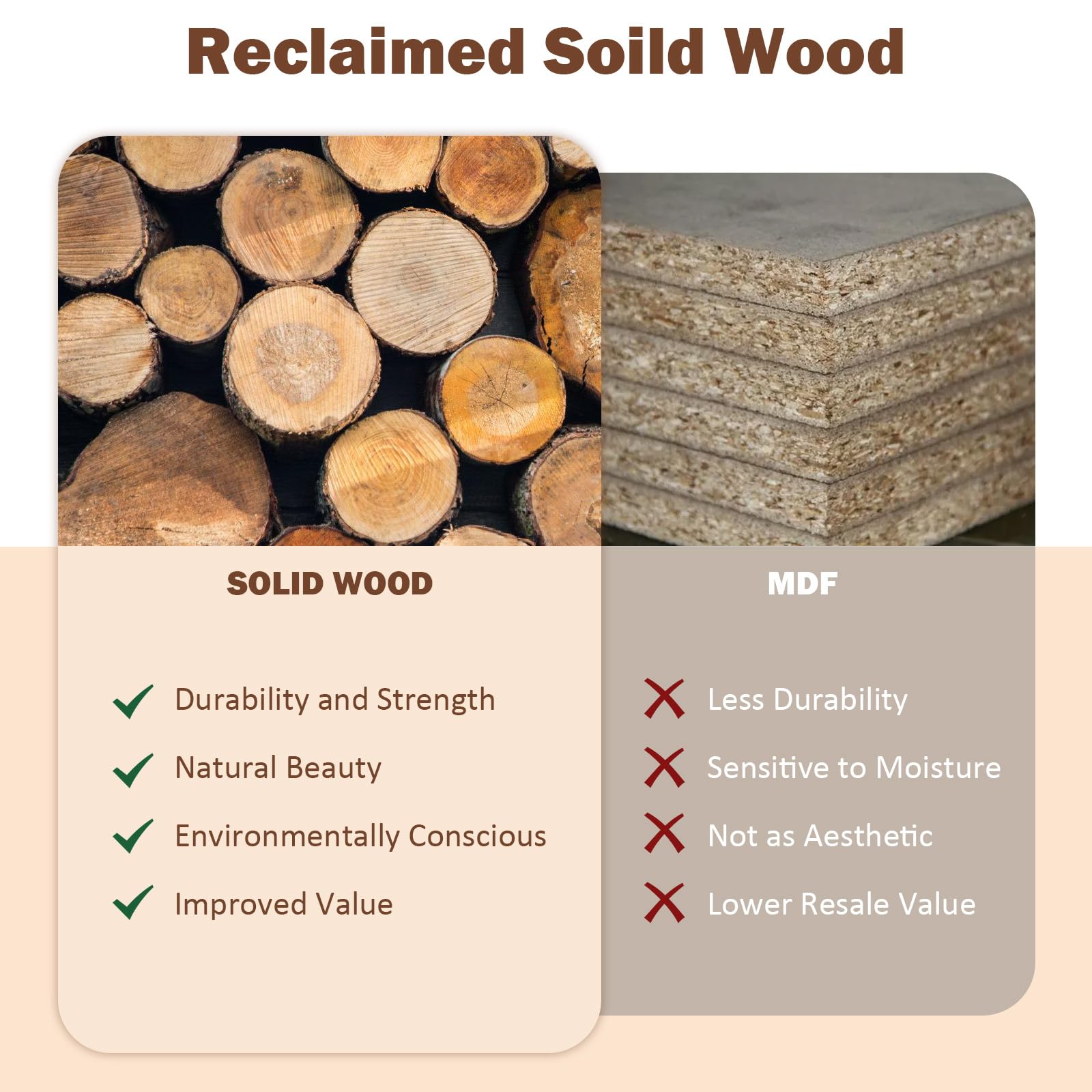 Reclaimed Wood Console Table 59" - Farmhouse Entryway Accent Table