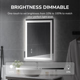 USHOWER 28x36 Inch Modern LED Bathroom Mirror - Smart Backlit Vanity Mirror with Anti-Fog, Dimmable Lights, Wall Mounted, 1/5 Inch Tempered Glass