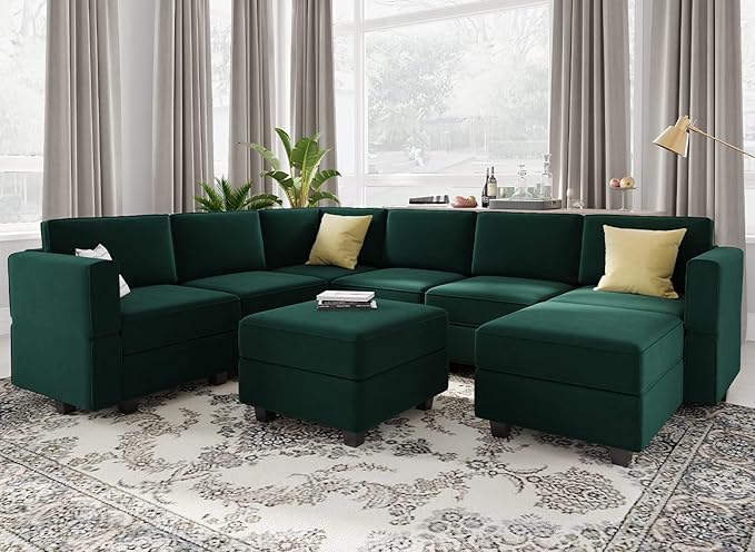 Modular Sectional Sofa Oversized U Shaped Sectional Couch with Reversible Chaise Velvet