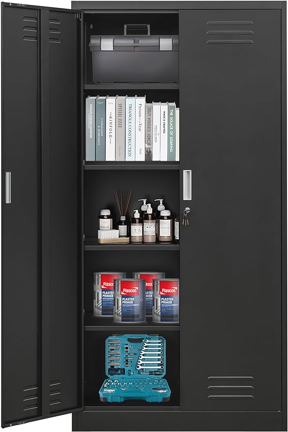 Metal Storage Cabinet, Locking Cabinet with Adjustable Shelves