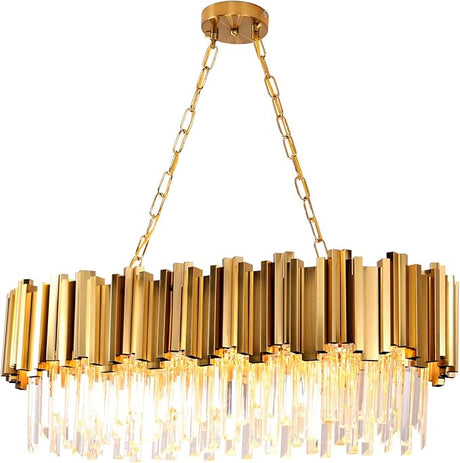 Modern Crystal Chandelier Round Crystal Pendant Light, Gold Crystal Pendant Light