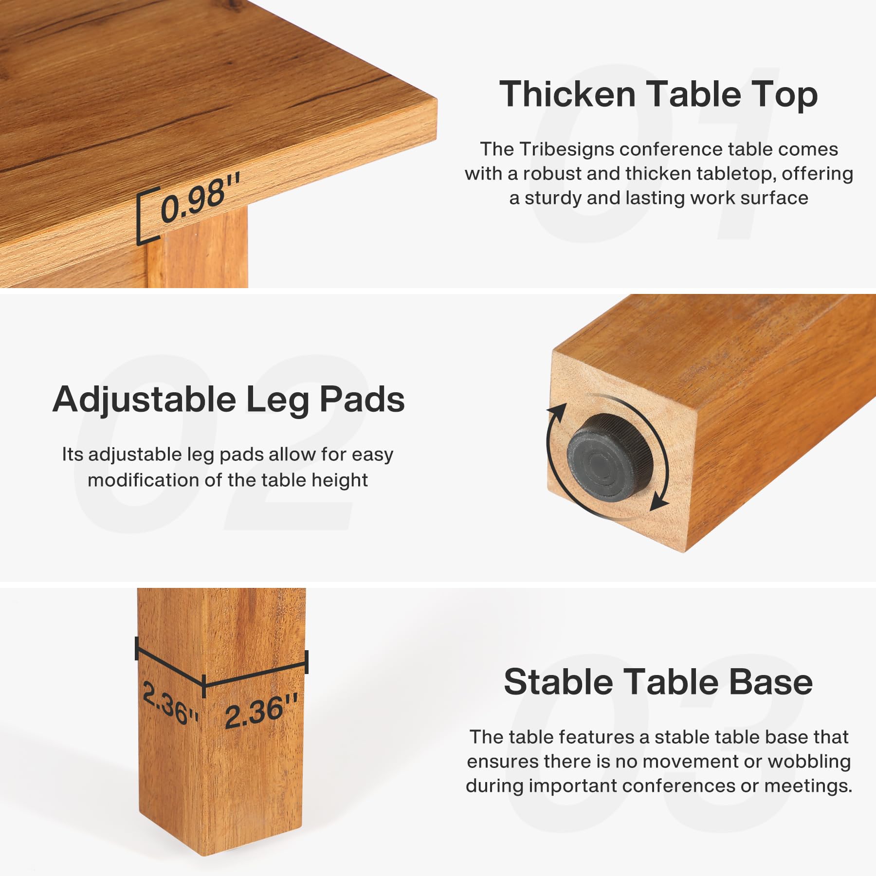 39.4-Inch Square Conference Table for 4 People, Small Wooden Meeting Room Table