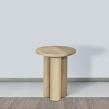 Hazel Side Table with 3 Pillar Legs, Handcrafted Natural Brown Mango Wood