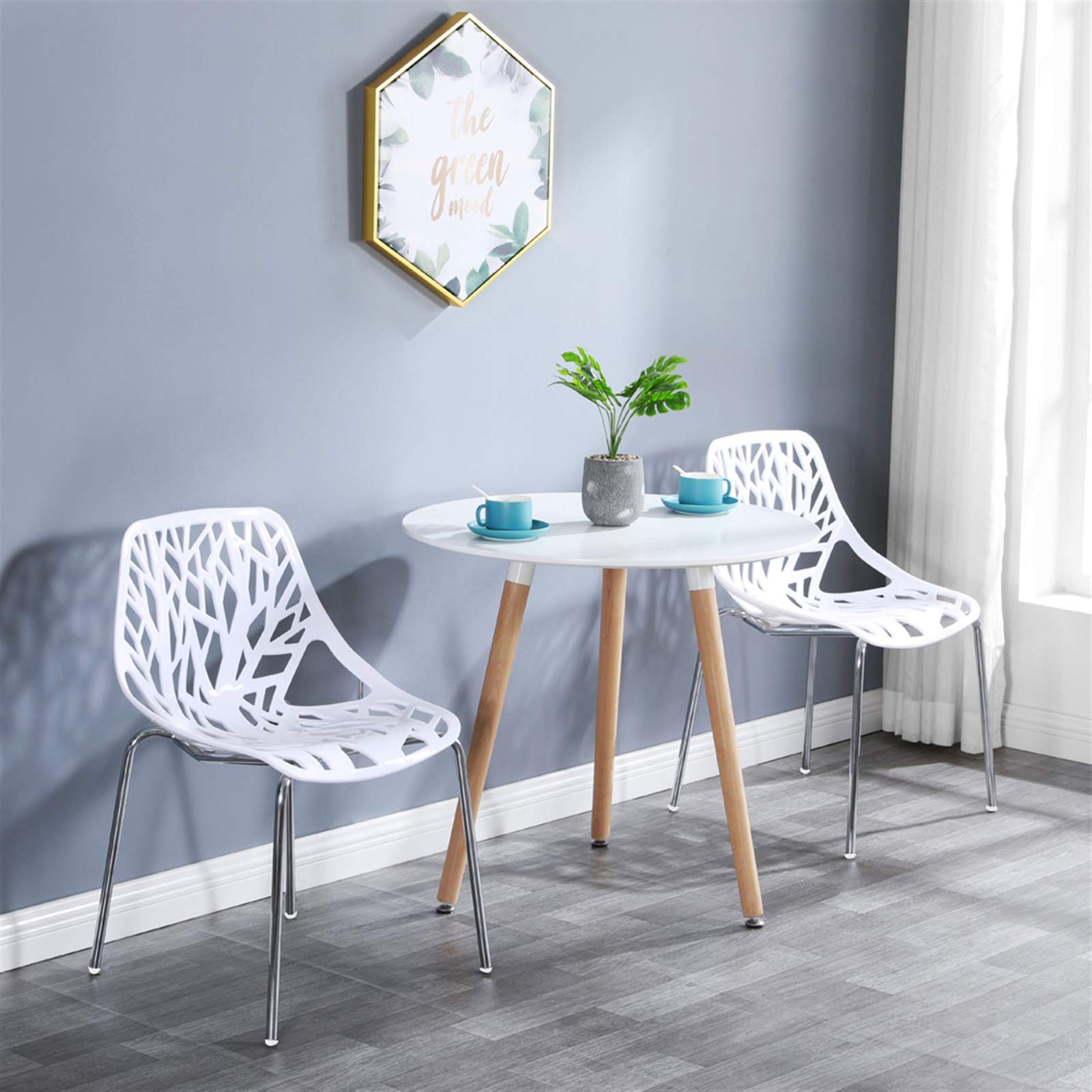 Mid Century Modern Dining Chairs Set of 4, Stackable Plastic Chair