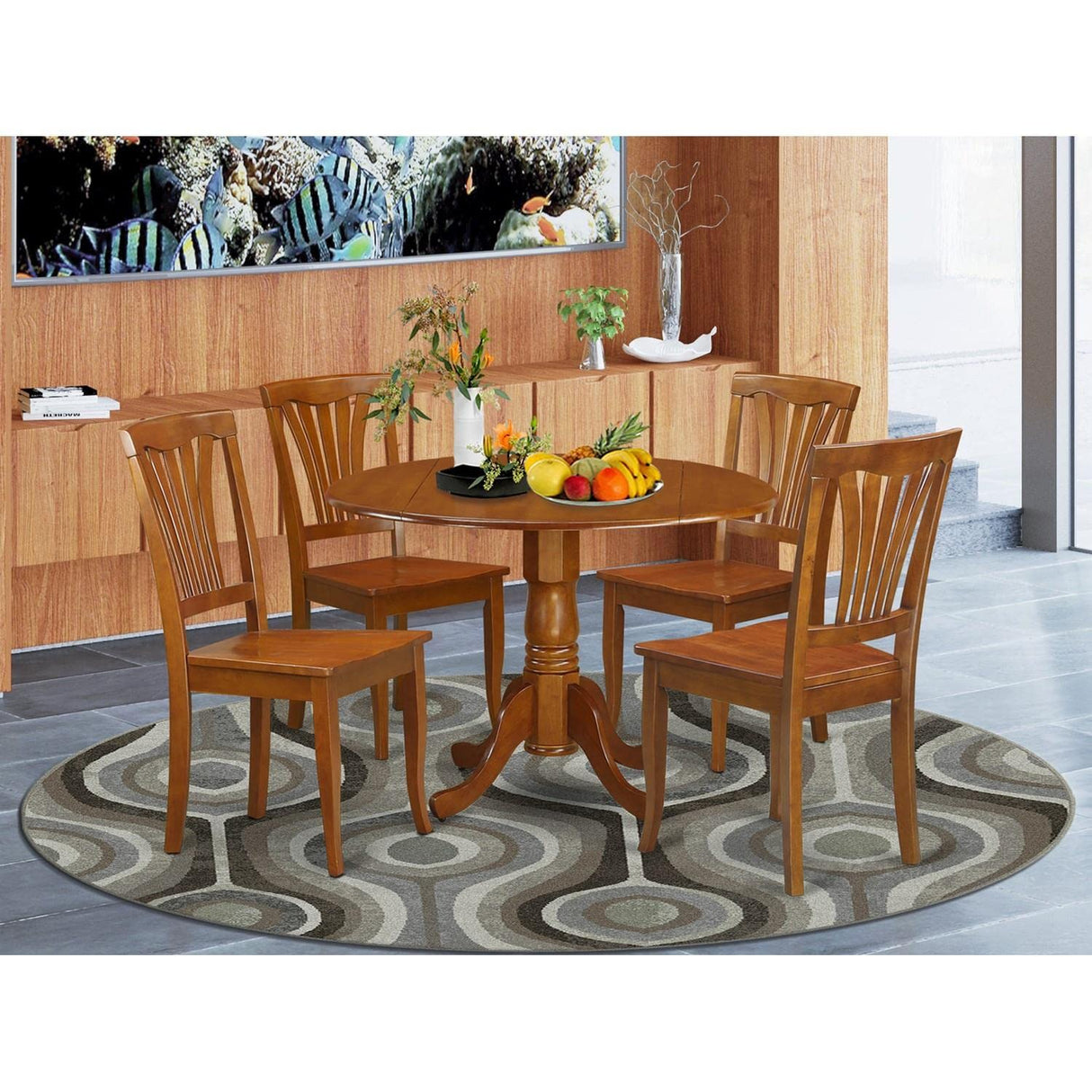 DLAV5-SBR-W 5 Piece Kitchen Table & Chairs Set Includes a Round Dining Room Table