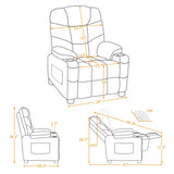 Big Kids Recliner Chair with Cup Holders for Boys and Girls Room, 2 Side Pockets