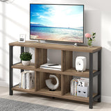 6 Cube Storage Organizer with Shelf, Industrial Horizontal Bookshelf, Low Cubby Bookcase for Living Room