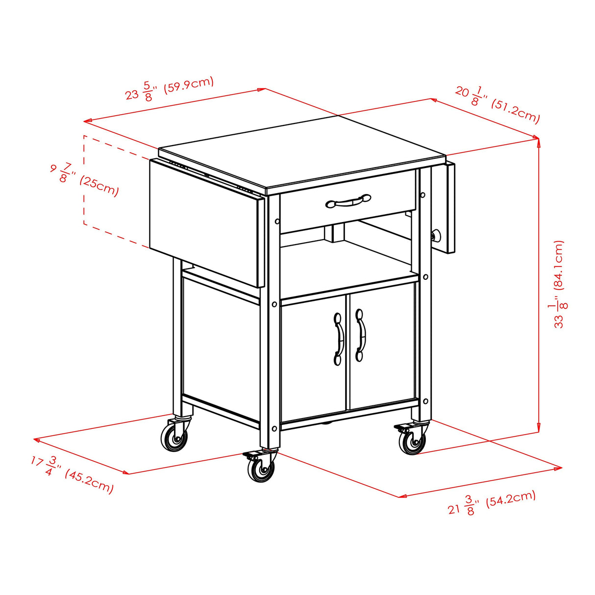 Wood Drop-Leaf Kitchen Cart