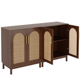 2 Rattan Sideboard Buffet Cabinet with Storage, 59 Inch Accent Cabinet with Doors, Storage Cabinet for Dining Room,