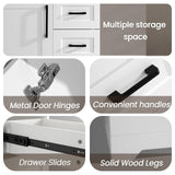 BUPWHEK 30” Luxurious Bathroom Vanity with Ceramic Sink Combo, White Bathroom Cabinet with 1 Soft Closing Door & 3 Full Extension Drawers, Faucet and Pop Up Drain Included