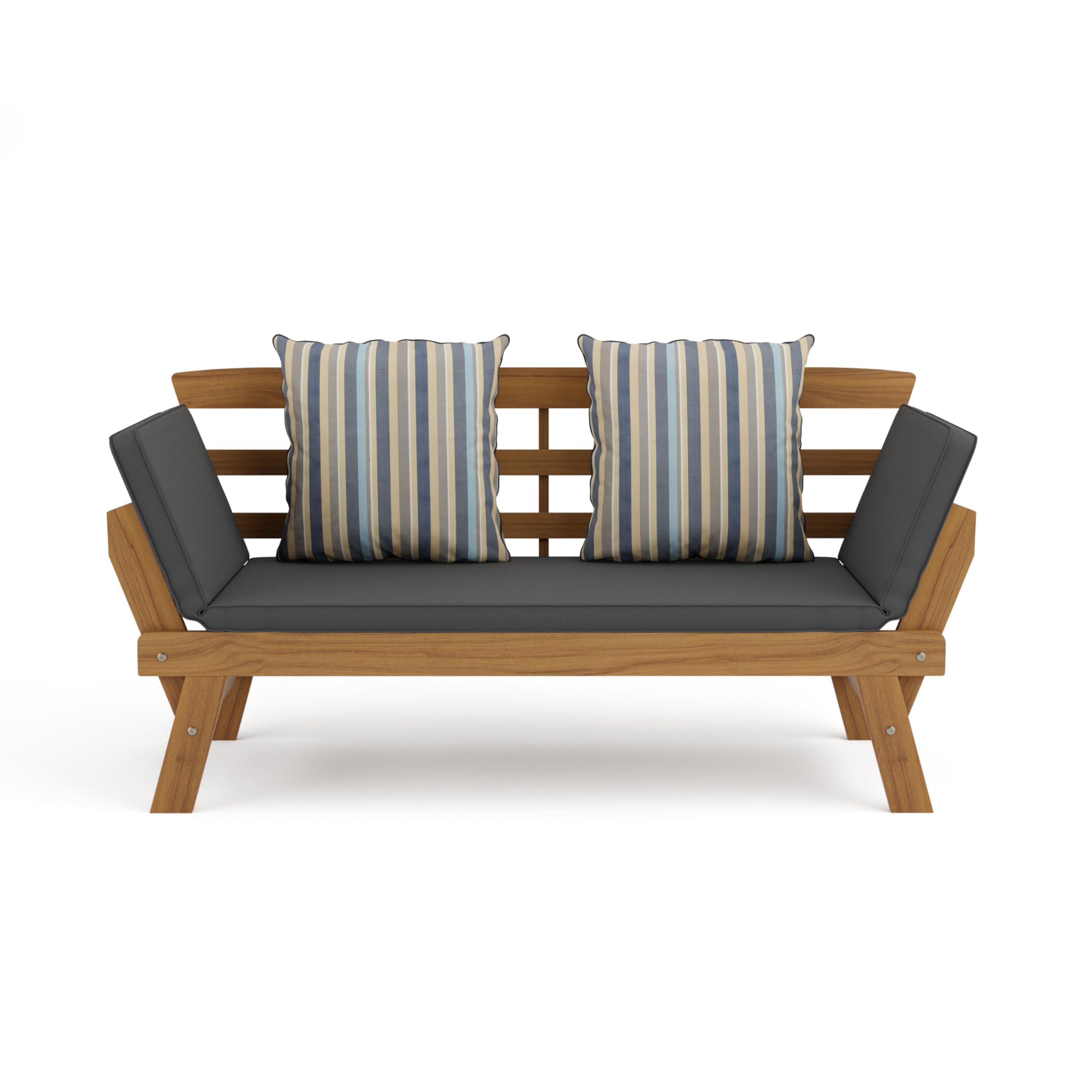 Velden Certified Acacia Natural Finish Wood Sofa Narrow Daybed Small Loveseat Patio Sofa