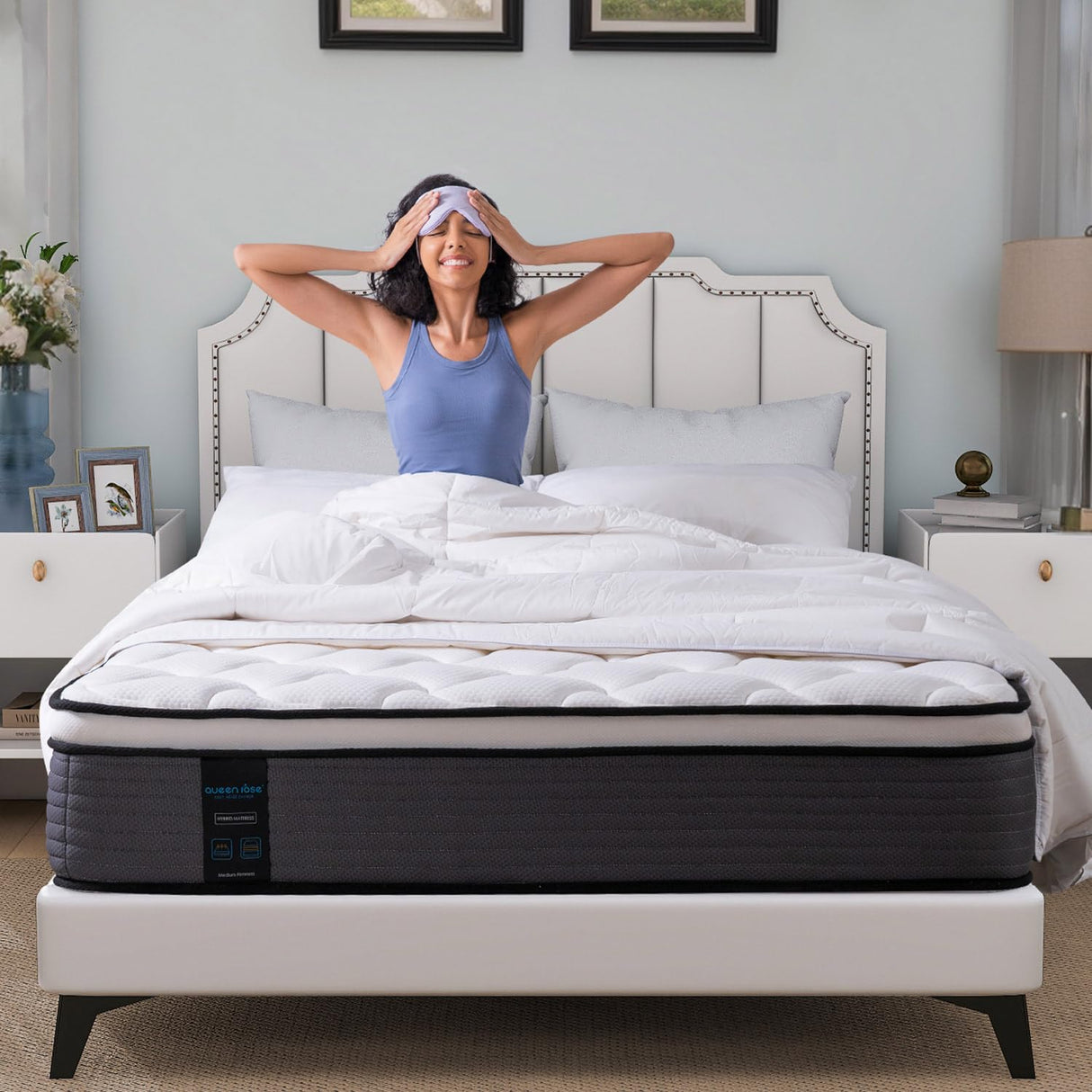 QUEEN ROSE Queen Size Mattress, 12 Inch Pillow Top Hybrid Mattress in a Box