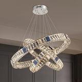 IDEQUY 3 Ring Crystal Chandeliers High Ceiling Pendant Lighting Crystal Chandeliers for Living Room Dining Room Entrance Foyer 16''+24''+32''