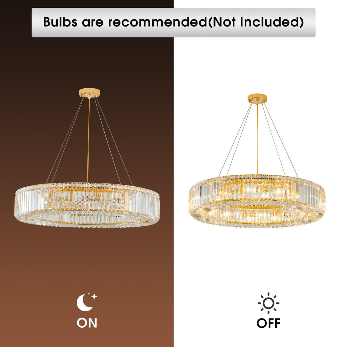 Modern Round Crystal Chandelier Light Fixture,12-Light Luxury Gold