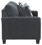 Abinger Chenille Contemporary Loveseat with 2 Accent Pillows, Dark Gray