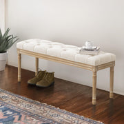 44" Bedroom Bench, Vintage French Tufted End of Bed Bench