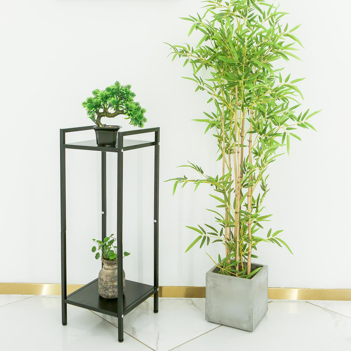 Single Plant Stand Indoor Tall: 2 Tier Metal Modern Small Flower Storage Plant Shelf