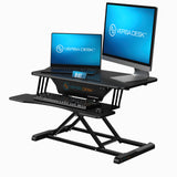 Power Riser 32" Electric Standing Desk Converter, Sit to Stand Up Height Adjustable Desk Riser