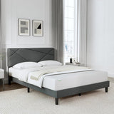 Queen Bed Frame with Headboard, Linen Upholstered Bed Frame Queen Size,