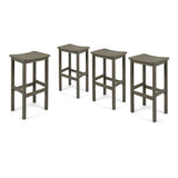 Caribbean Outdoor 30" Acacia Wood Barstools, 4-Pcs Set, Grey Finish