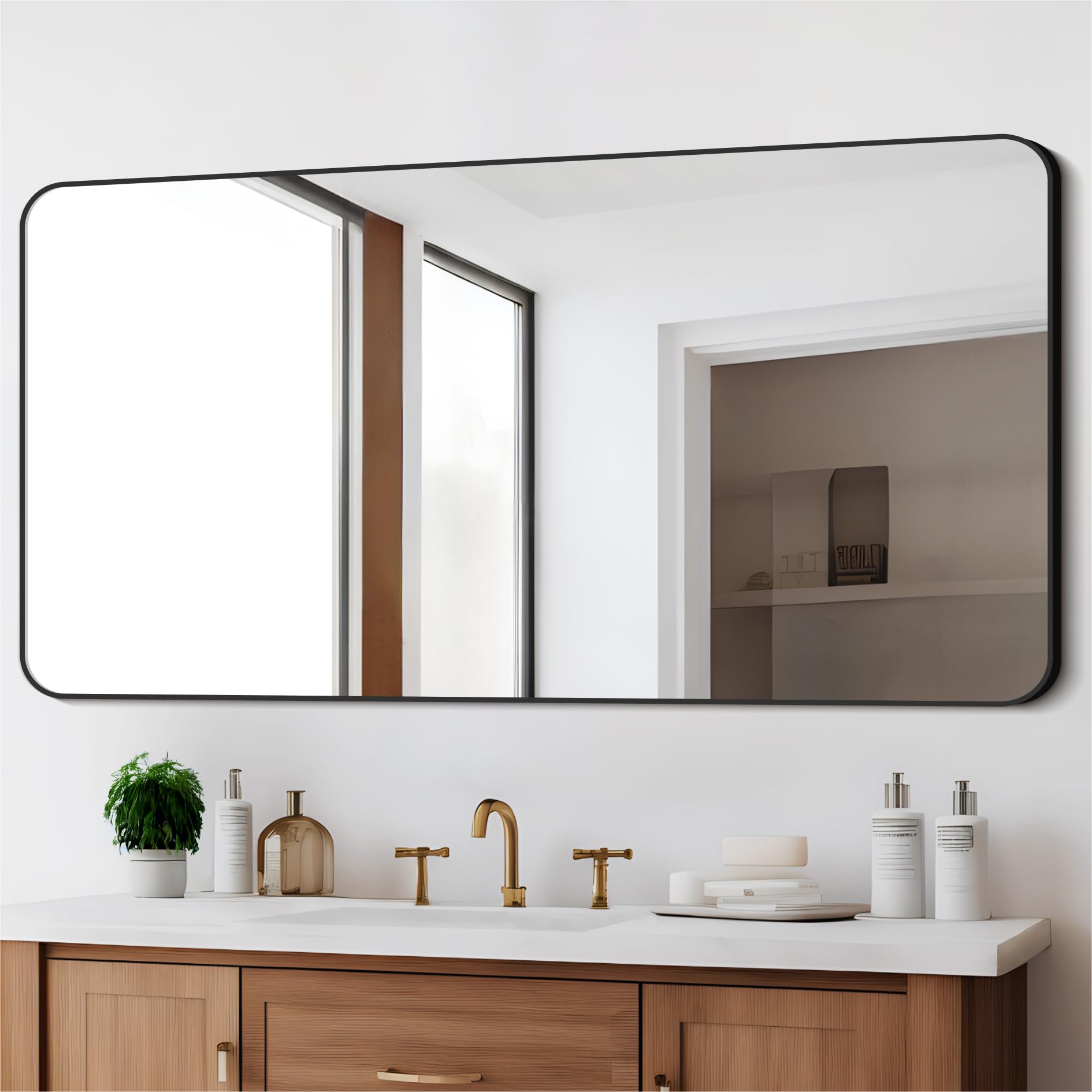Bathroom Mirror,  Black Rectangle Wall Mirror