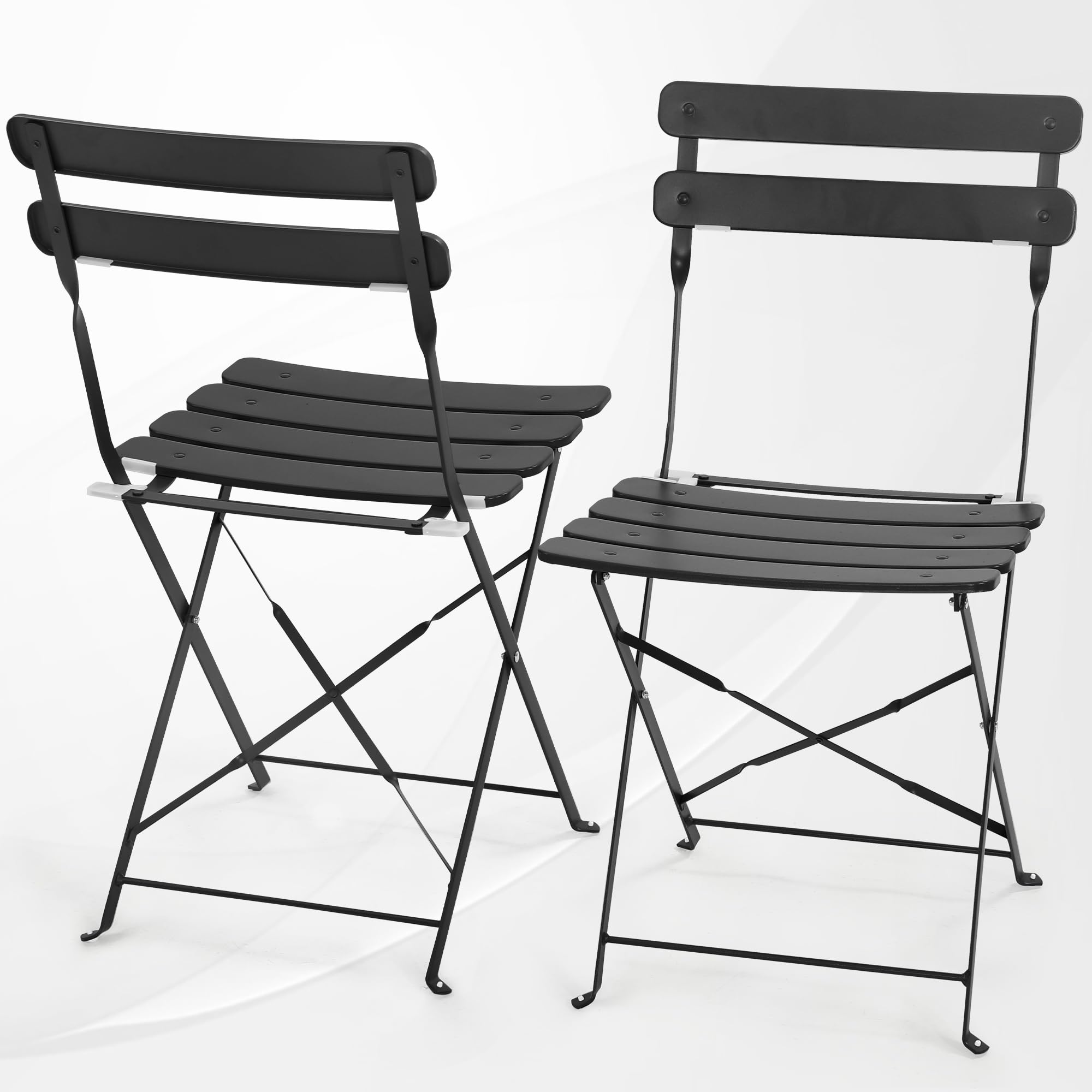 Outdoor 3 Piece Patio Bistro Set, Folding Bistro Table and 2 Folding Chairs