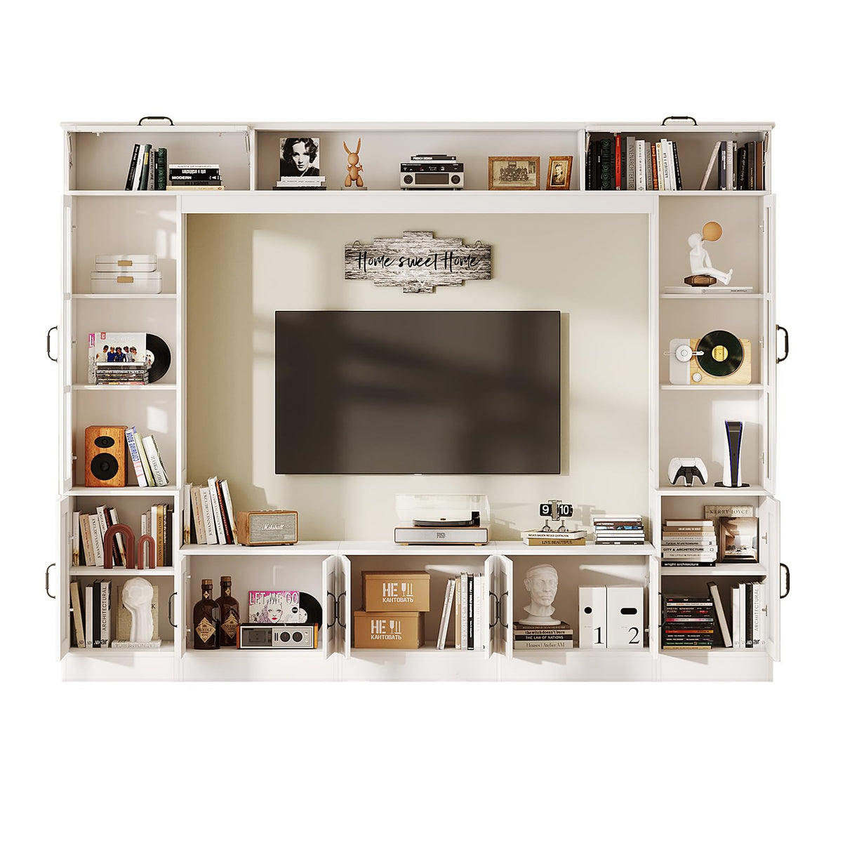 98" Wall Unit TV Stand with LED Lights for TVs up to 80"