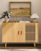 Sideboard Buffet Cabinet, Modern Storage Cabinet with Slatted Door, Kitchen Buffets