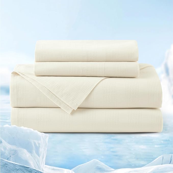 Cooling Sheets for Hot Sleeper, Lyocell Cotton King Size Sheets, Temperature Regulating
