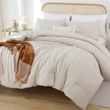 Oversized King Comforter Beige, 3pcs(1 Boho Comforter & 2 Pillowcases) Soft Lightweight