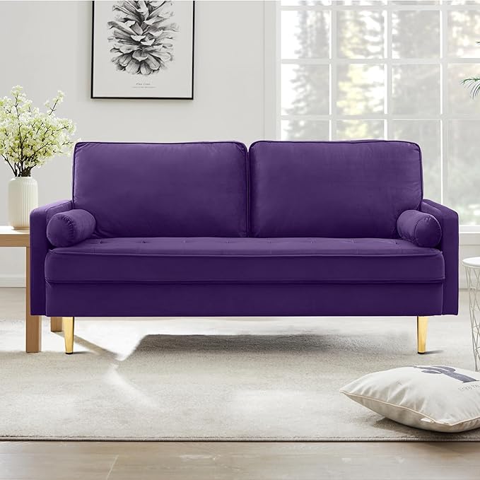 Velvet Loveseat Sofa, 66.9'' Mid Century Modern Small Love Seats