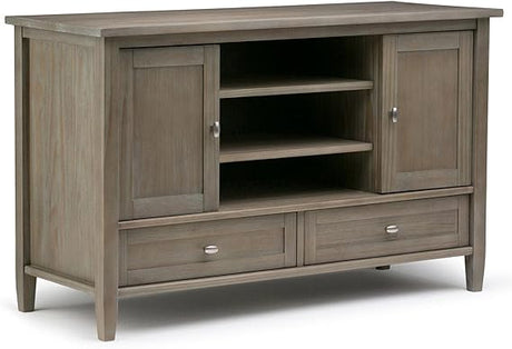 Lev SOLID WOOD 72 Inch Wide Contemporary TV Media Stand in Smoky Brown