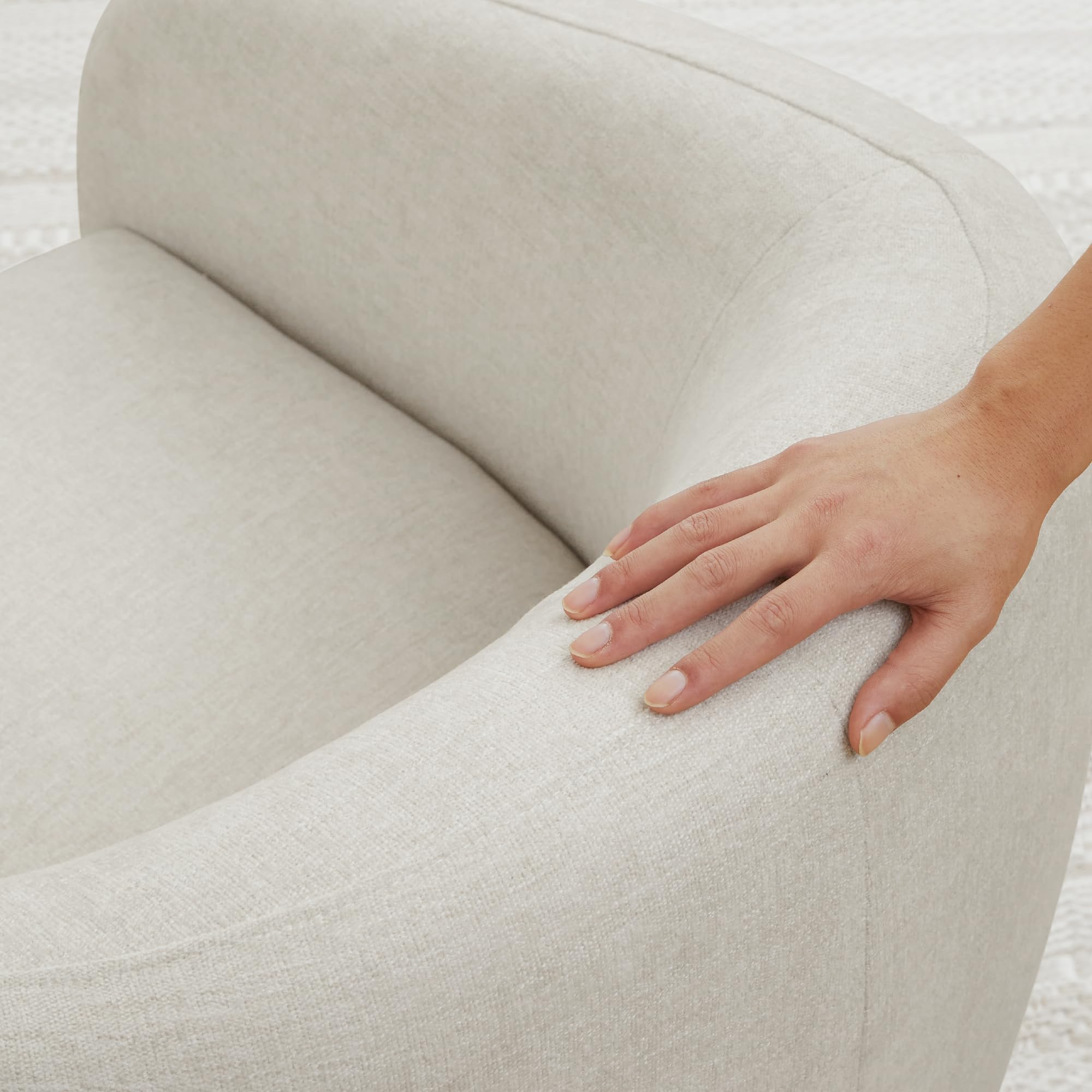Swivel Accent Chairs for Living Room, Modern Upholstered Arm Chair for Bedroom, Fabric in Cream