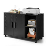 Office Storage Cabinet with Doors and Shelves, Lateral Printer Cabinet for Office Supplies