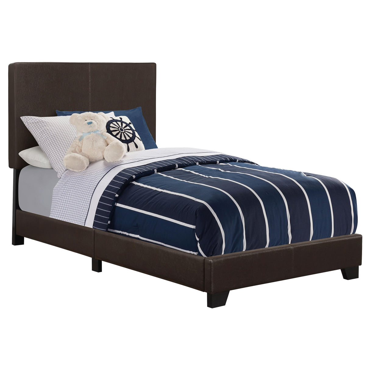 Dorian Transitional Leatherette Upholstered Twin Size Panel Bed Frame 46-inch