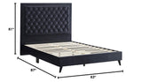 Alba Velvet Upholstered Queen Bed in Black