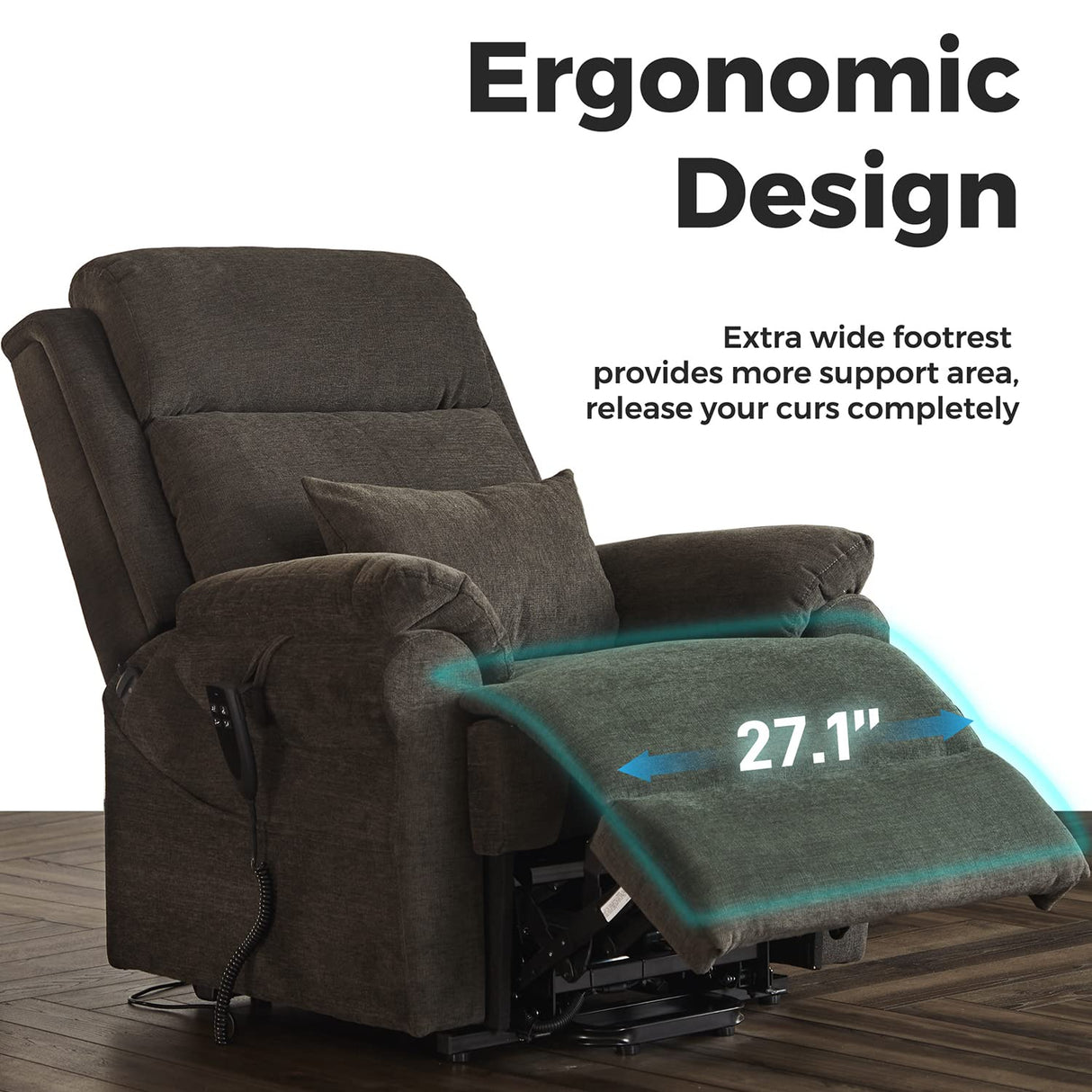 Lift Chair Recliners with Extra Wide Footrest and Massage and Heat, Dual Motor Power