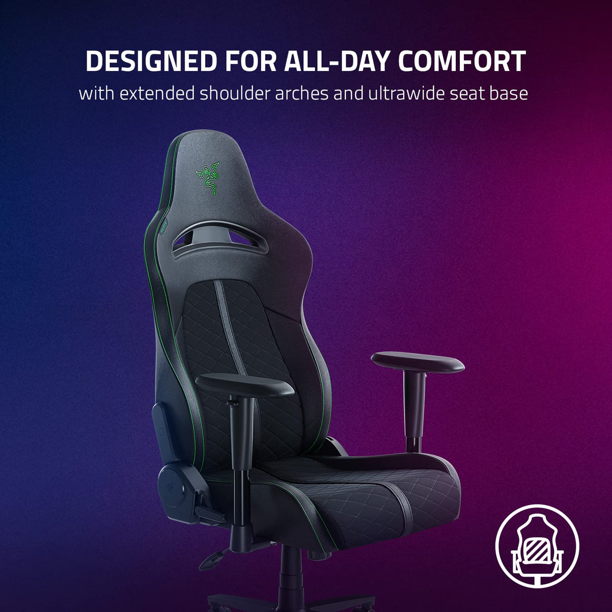 Enki X Essential Gaming Chair: All-Day Comfort - Built-in Lumbar Arch