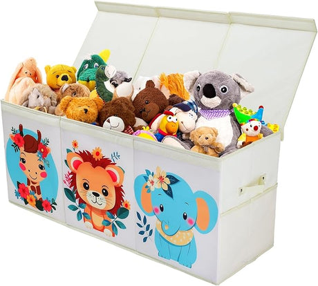 Extra Large Toy Box Chest with Flip Lid for Kids, Collapsible Oxford Toy Storage Box